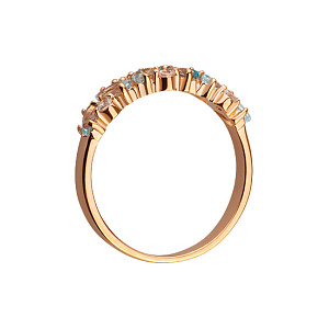 Золота каблучка з топазами  та  фіанітами (1б_к-123) фотографія