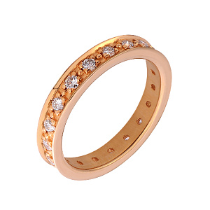 Золота обручка з діамантами (1к-014) фотографія