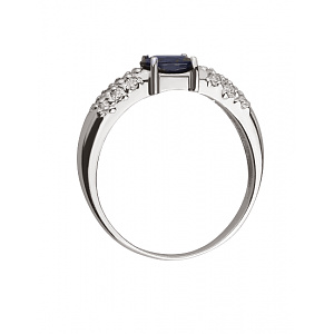 Золотое кольцо с бриллиантами  и  корундом (01-18375404) фотография