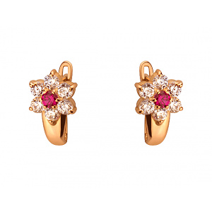 Золоті сережки з цирконієм куб. (01-19083804) фотографія