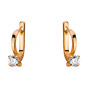 Золотые серьги с цирконием куб. (01-19113104) фотография