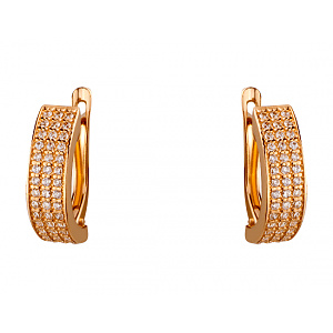 Золотые серьги с цирконием куб. (01-19189404) фотография