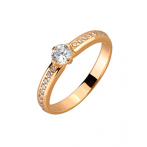 Золотое кольцо с цирконием куб. (01-19258304) фотография