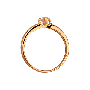 Золотое кольцо с цирконием куб. (01-19258304) фотография