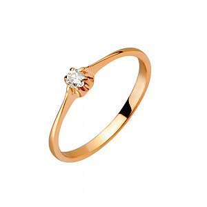 Золота каблучка з діамантом (01-200413804) фотографія