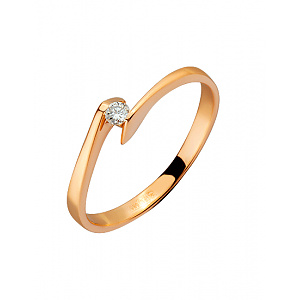 Золота каблучка з діамантом (01-200489304) фотографія