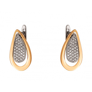 Золотые серьги с цирконием куб. (01-200492304) фотография