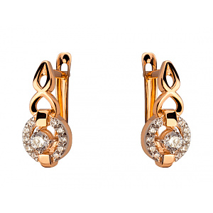 Золоті сережки з цирконієм куб. (01-200569604) фотографія