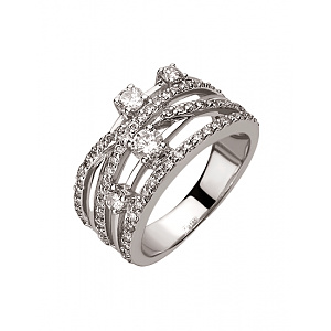 Золота каблучка з діамантами (01-200627404) фотографія