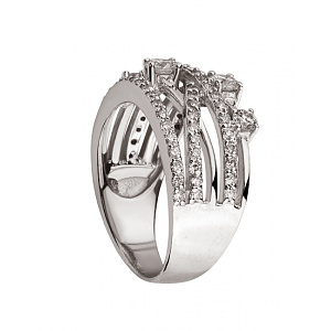 Золота каблучка з діамантами (01-200627404) фотографія