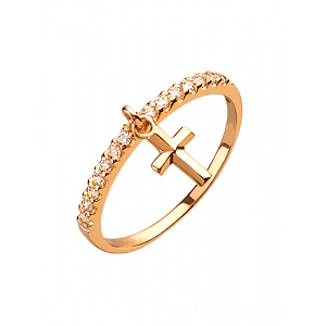 Золота каблучка з фіанітом (цирконієм куб.) (01-200627504) фотографія