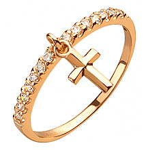 Золота каблучка з фіанітом (цирконієм куб.) (01-200627504)