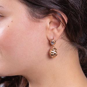 Золоті сережки з діамантами  та  топазами (1б_с-239) фотографія