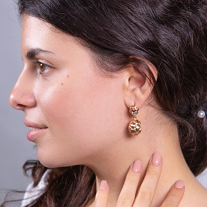 Золоті сережки з діамантами  та  топазами (1б_с-239) фотографія