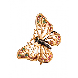 Золота брошка з топазами  та  шпінеллю (10б_бр-019) фотографія