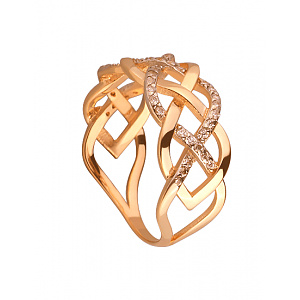 Золота каблучка з фіанітом (цирконієм куб.) (01-200087405) фотографія