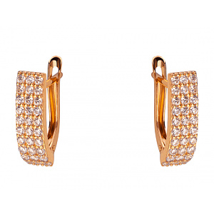 Золотые серьги с цирконием куб. (01-200230605) фотография