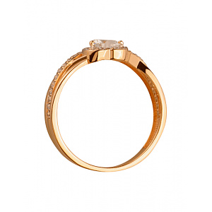 Золотое кольцо с цирконием куб. (01-200355505) фотография