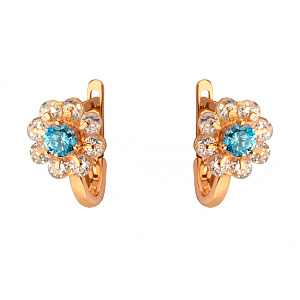 Золотые серьги с цирконием куб. (01-200512305) фотография