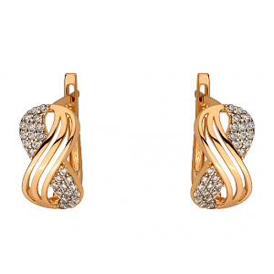 Золотые серьги с цирконием куб. (01-200581705) фотография