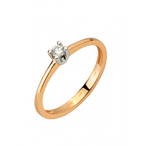 Золотое кольцо с бриллиантом (01-200740205) фотография