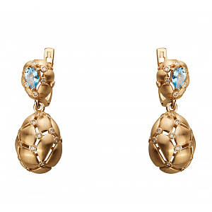 Золоті сережки з діамантами  та  топазами (1б_с-239) фотографія