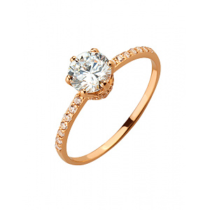 Золотое кольцо с цирконием куб. (01-19053906) фотография