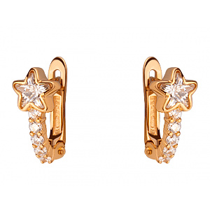 Золотые серьги с цирконием куб. (01-200160006) фотография