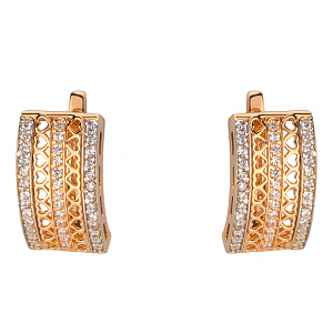 Золотые серьги с цирконием куб. (01-200164606) фотография