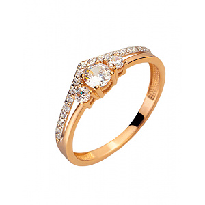 Золотое кольцо с цирконием куб. (01-200230606) фотография