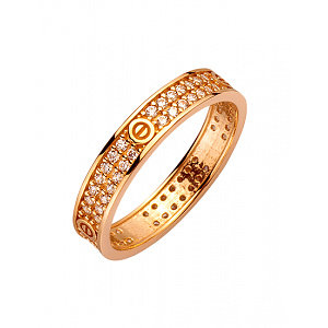 Золотое кольцо с цирконием куб. (01-200395306) фотография