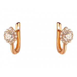 Золотые серьги с цирконием куб. (01-200452906) фотография