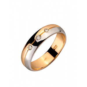 Золота обручка з діамантами (01-200462106) фотографія