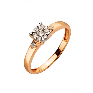 Золота каблучка з діамантами (01-200473906) фотографія