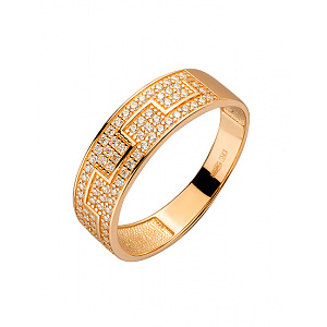 Золотое кольцо с цирконием куб. (01-200492306) фотография