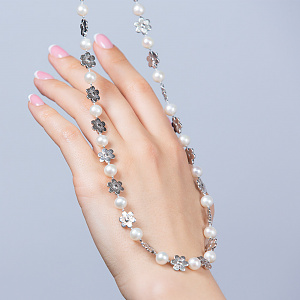 Золоте кольє з перлинами (2б_кл-002) фотографія