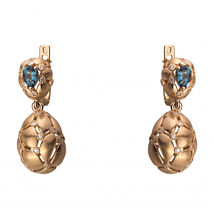 Золоті сережки з діамантами  та  топазами (1б_с-239) фотографія