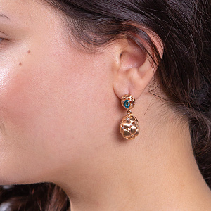 Золоті сережки з діамантами  та  топазами (1б_с-239) фотографія