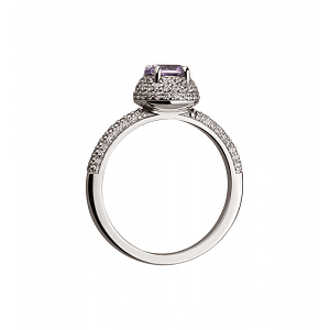 Золота каблучка з аметистом  та  цирконіями (2б_к-158) фотографія