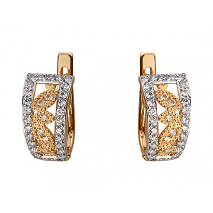 Золотые серьги с цирконием куб. (01-18375407) фотография