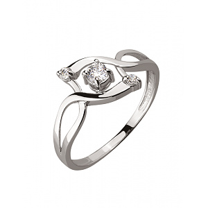 Золотое кольцо с цирконием куб. (01-18755007) фотография