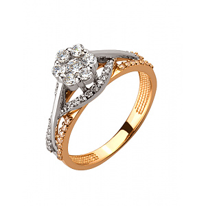 Золотое кольцо с цирконием куб. (01-19053907) фотография