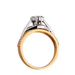 Золотое кольцо с цирконием куб. (01-19053907) фотография