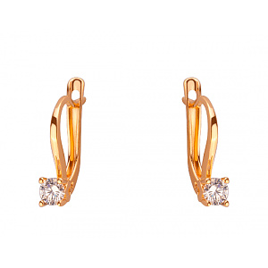 Золоті сережки з цирконієм куб. (01-200034207) фотографія