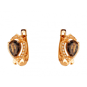 Золоті сережки з кварцами  та  цирконієм куб. (01-200465907) фотографія