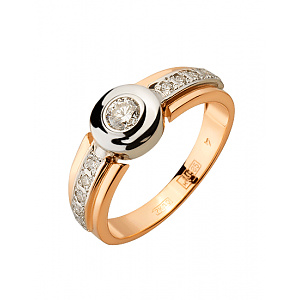 Золота каблучка з діамантами (01-200566907) фотографія