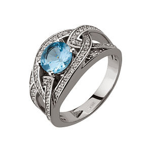 Золота каблучка з фіанітами  и  шпінеллю (2б_к-156) фотографія