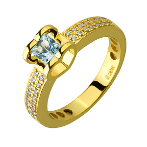 Золота каблучка з топазом  и  фіанітом (3б_к-199) фотографія