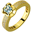 Золота каблучка з топазом  и  фіанітом 3б_к-199 фотографія 1