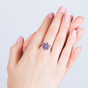 Золота каблучка з топазами  та  фіанітом (2б_к-218) картинка Золота каблучка з топазами  та  фіанітом (2б_к-218) фотографія